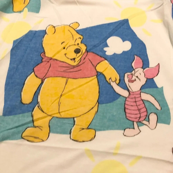 Vtg 90s Disney Winnie the Pooh Double Size Flat  Sheet 95x75 Piglet - Picture 8 of 16